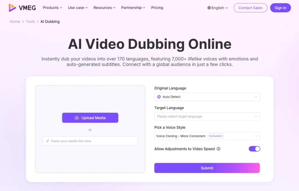 AI Dubbing Tool - VMEG AI
